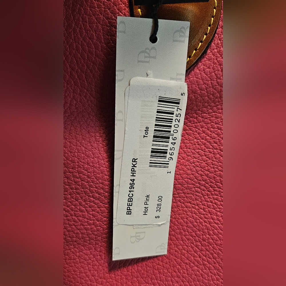 NWT Dooney & Bourke Leather Pebble Tote: Hot Pink - Picture 14 of 16